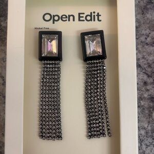 Open Edit Black and Silver Dangle Earrings